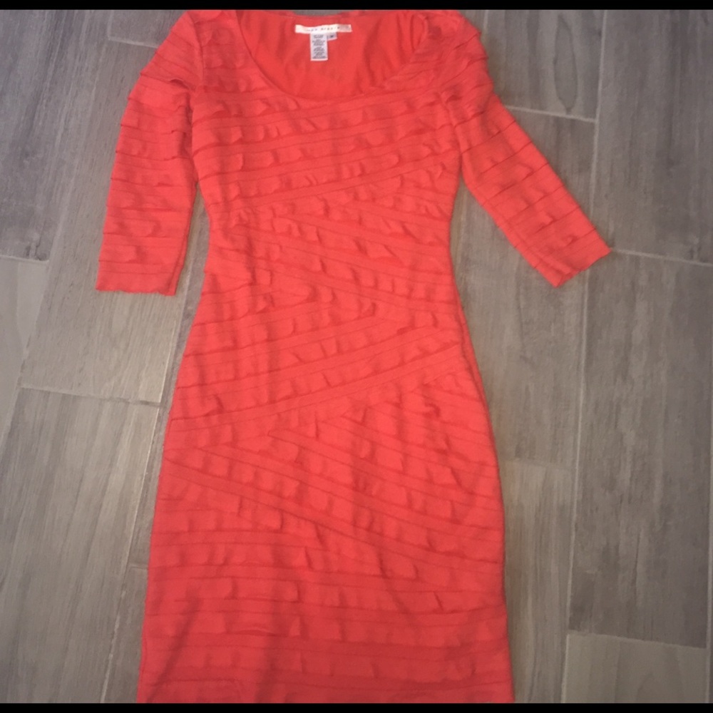 Max Studio tiered midi tangerine dress