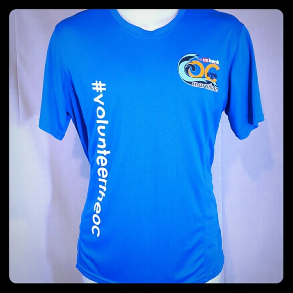 US Bank marathon orange county art blue large tshirt - Picture 1 of 2
