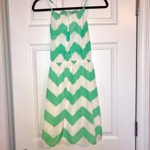 Chevron patterned dress. Cinched at the waist.