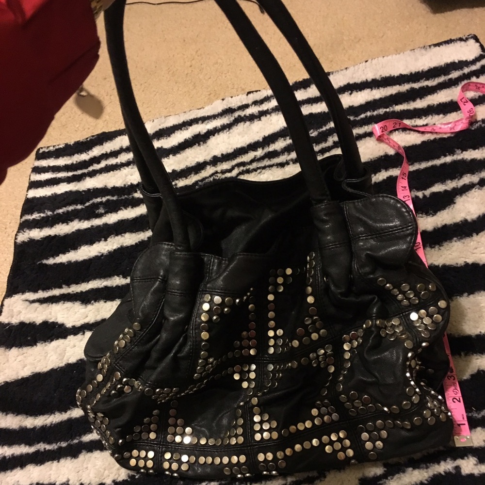 Gently used, studded, large vegan leather tote bag