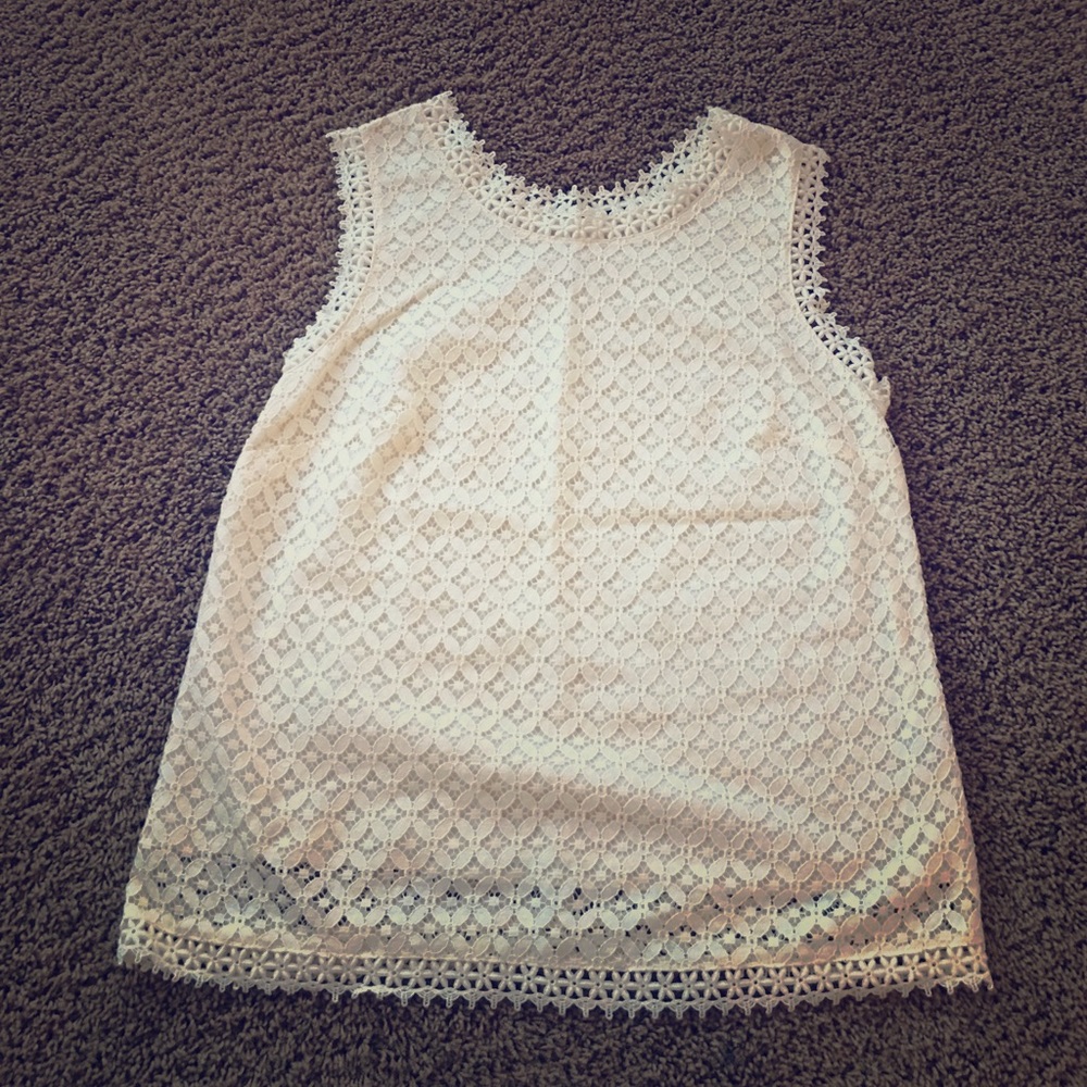 Cream lace sleeveless blouse