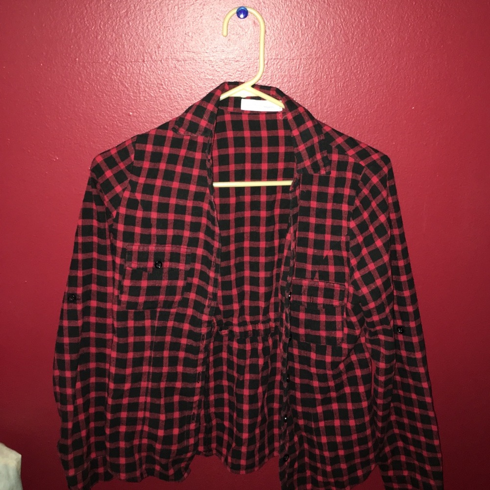Red & black checkered button down