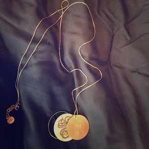 Long 24K gold plated necklace with medallions