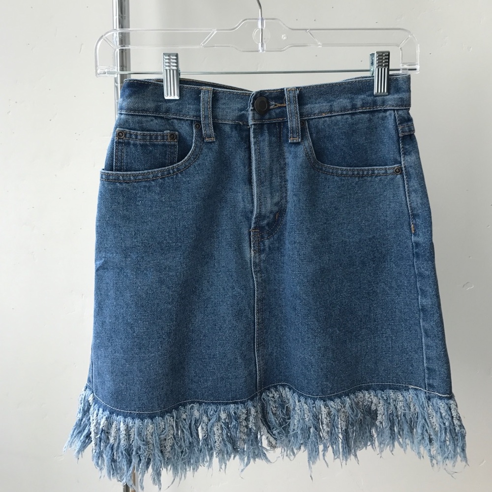 Boohoo denim skirt with frayed hem