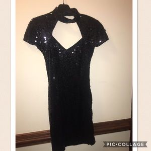 vintage black sequin cocktail dress