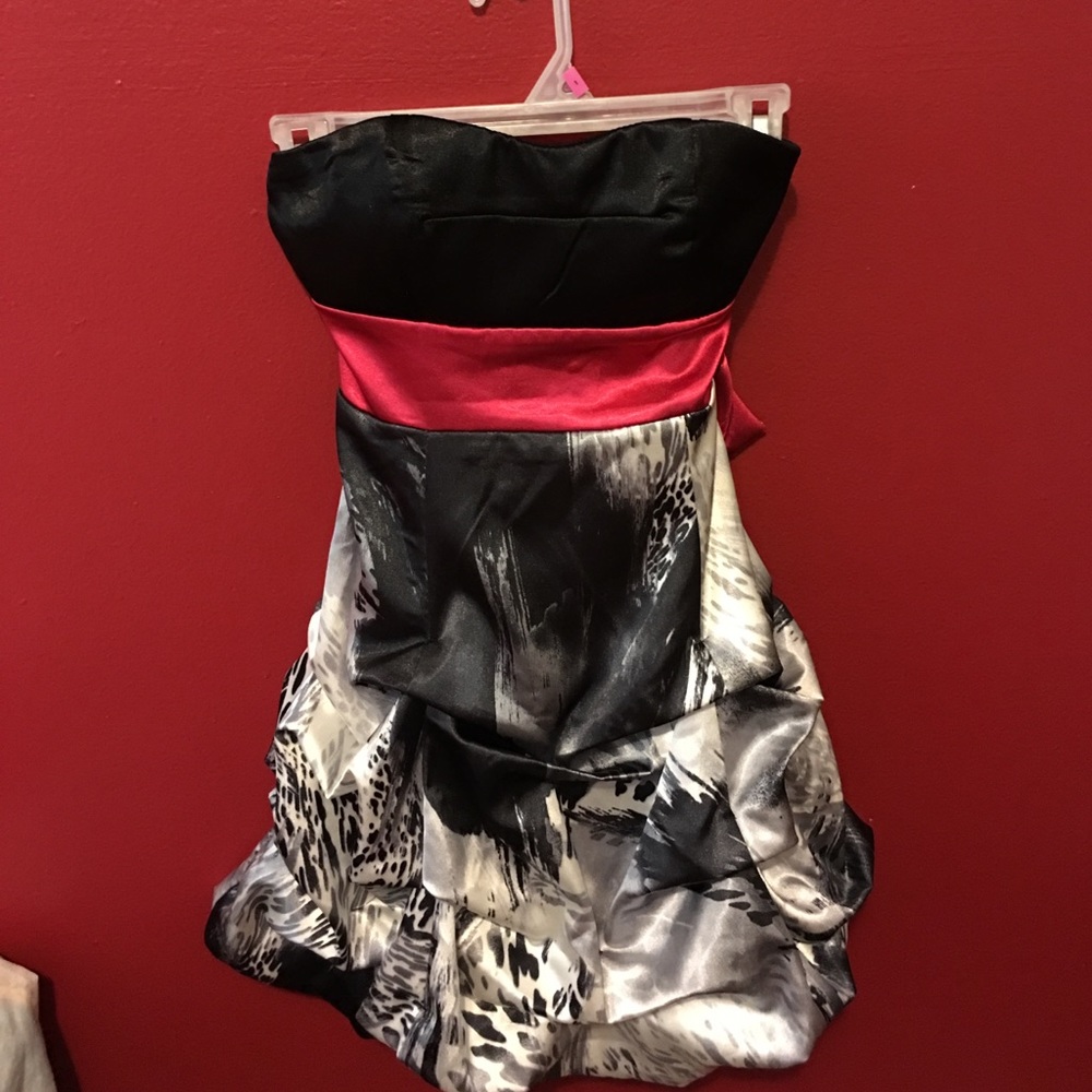 Strapless Dress with Red Ribbon
