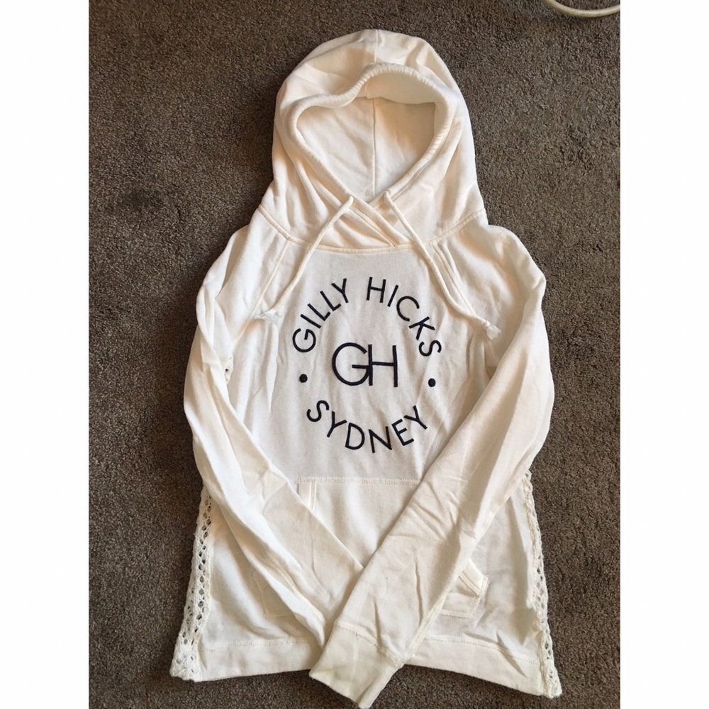 Cozy comfy white hoodie with lace back detail