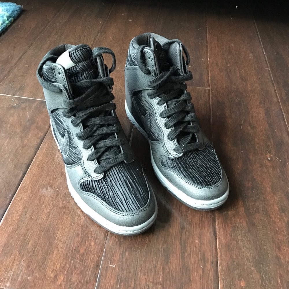 Black nike high top wedges