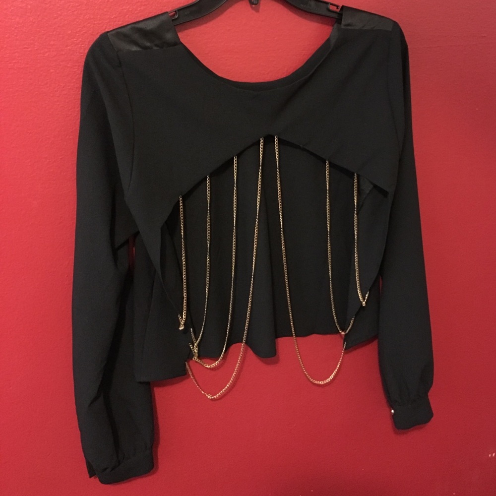 Backless black blouse