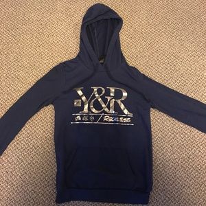 Young & Reckless hoodie. Navy with metallic print.
