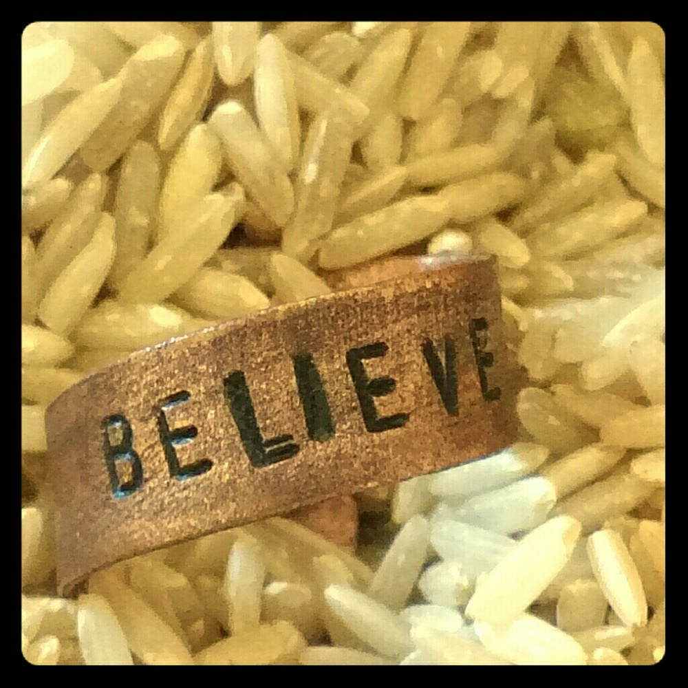 Copper wrap ring "Believe"