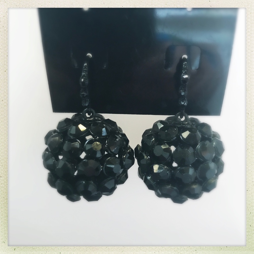 Black Crystal Disco Ball Earrings