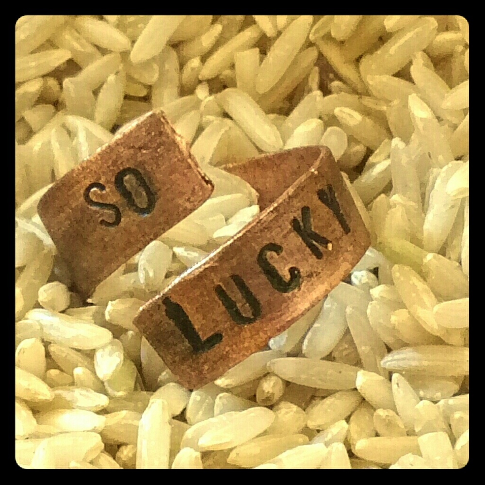 Copper wrap ring "So lucky"