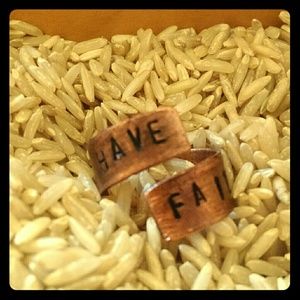 Handmade copper wrap ring " "have faith"