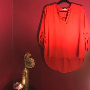 Red quarter sleeve blouse