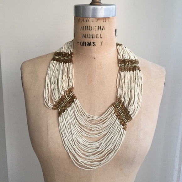 Jewelry - White and gold beaded statement necklace Jewelry - White and gold beaded statement necklace