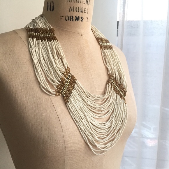 Jewelry - White and gold beaded statement necklace Jewelry - White and gold beaded statement necklace