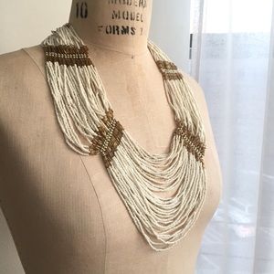 Jewelry - White and gold beaded statement necklace Jewelry - White and gold beaded statement necklace