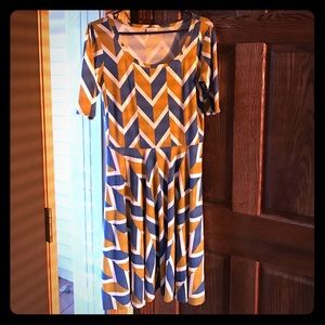Blue, Gold and White LuLaRoe Nicole dress!