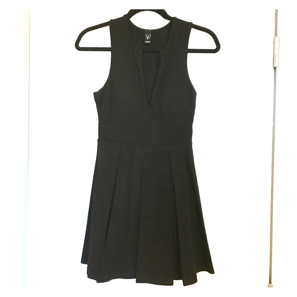 "V" neckline little black dress