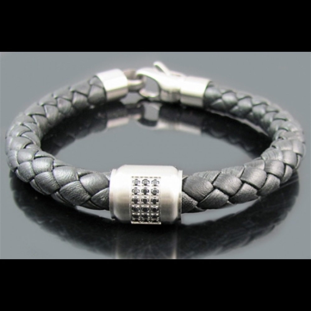 Modern men's leather bracelet.