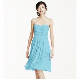 Short Crinkle Chiffon Dress with Front Cascade