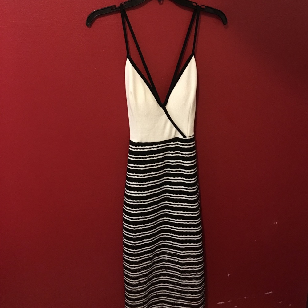 Striped Black and White Bodycon Dress