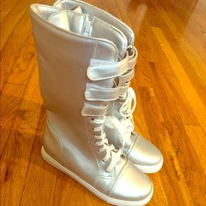 Lace Up Silver Boots!