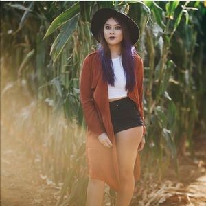 Orangey terra-cotta duster coat