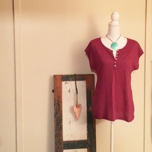 Gap Maroon Button Front Tee