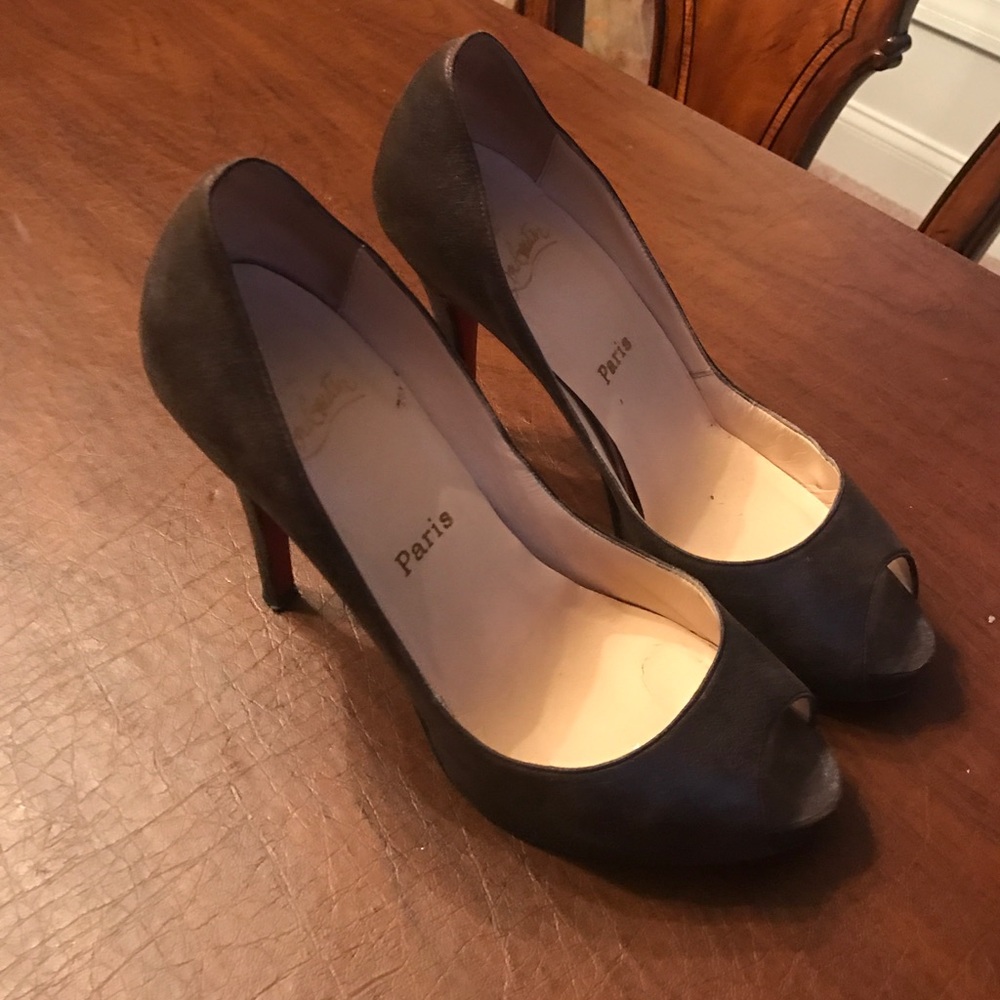 Christian Louboutin *half off* metallic peep toe