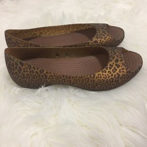 Peep toe Leopard Print Crocs Flats Spring/Summer