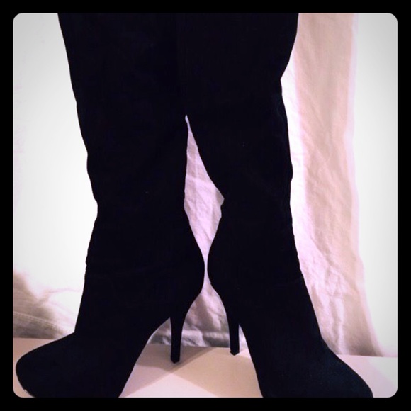 Suede knee high boots