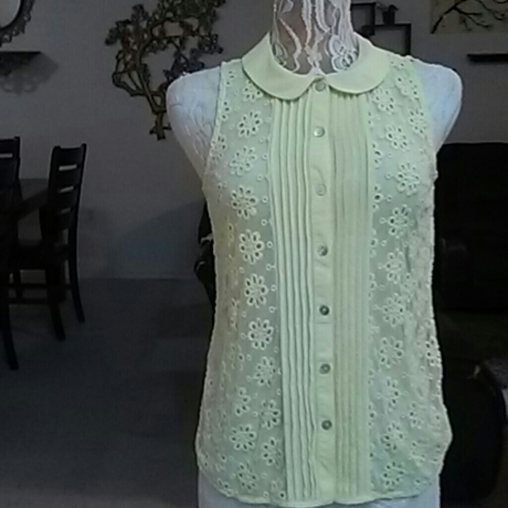 Cute collar yellow tops