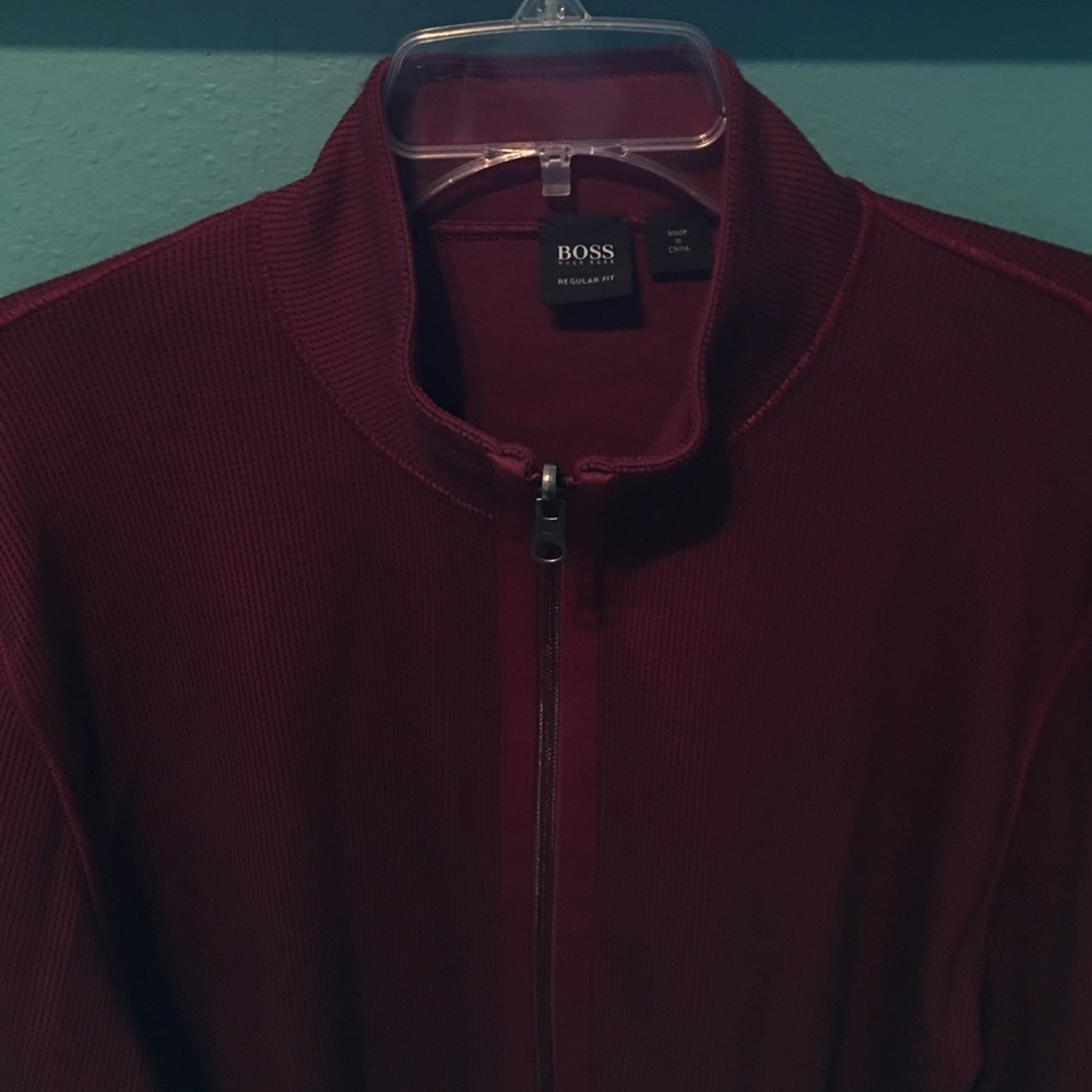 Men Maroon BOSS zip up (XL)