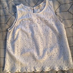 White tank top with eyelet detailing