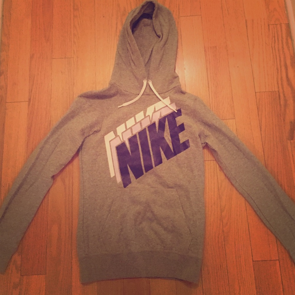 Grey Nike Sweatshirt with Purple Nike logo