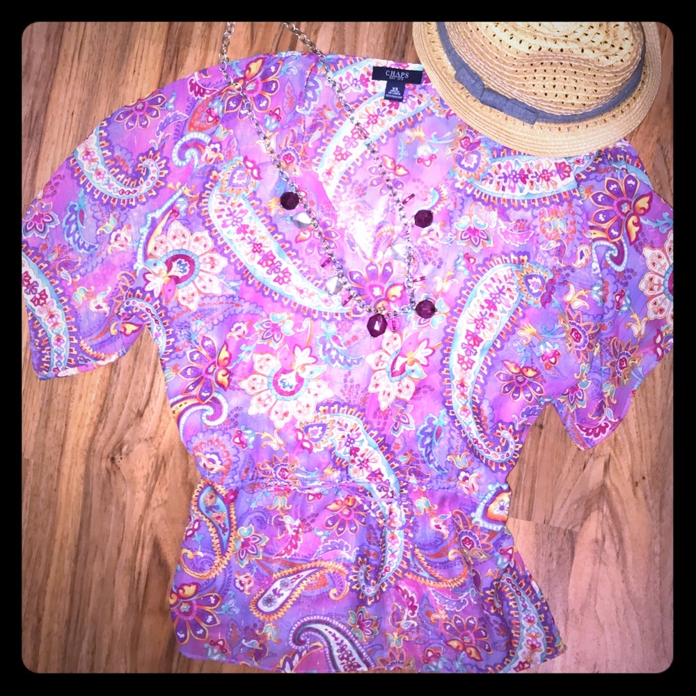 Chaps sheer top XS women's