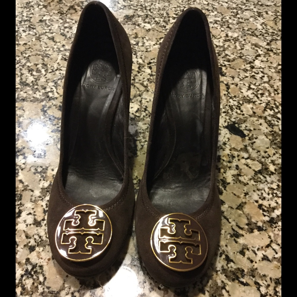 Tory Burch Brown Suede Wedges