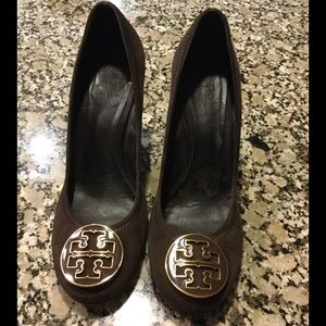 Tory Burch Brown Suede Wedges