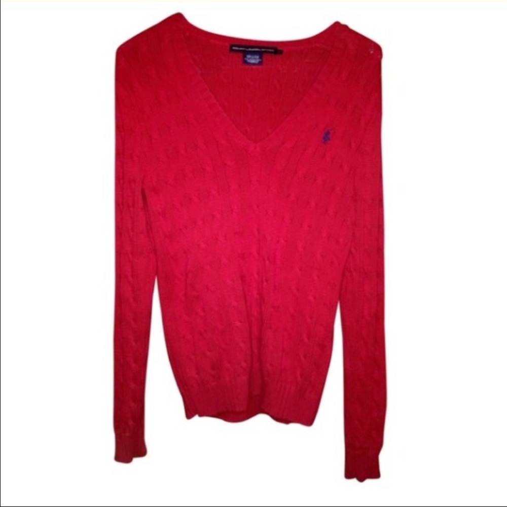 Ralph Lauren Red V Neck Sweater