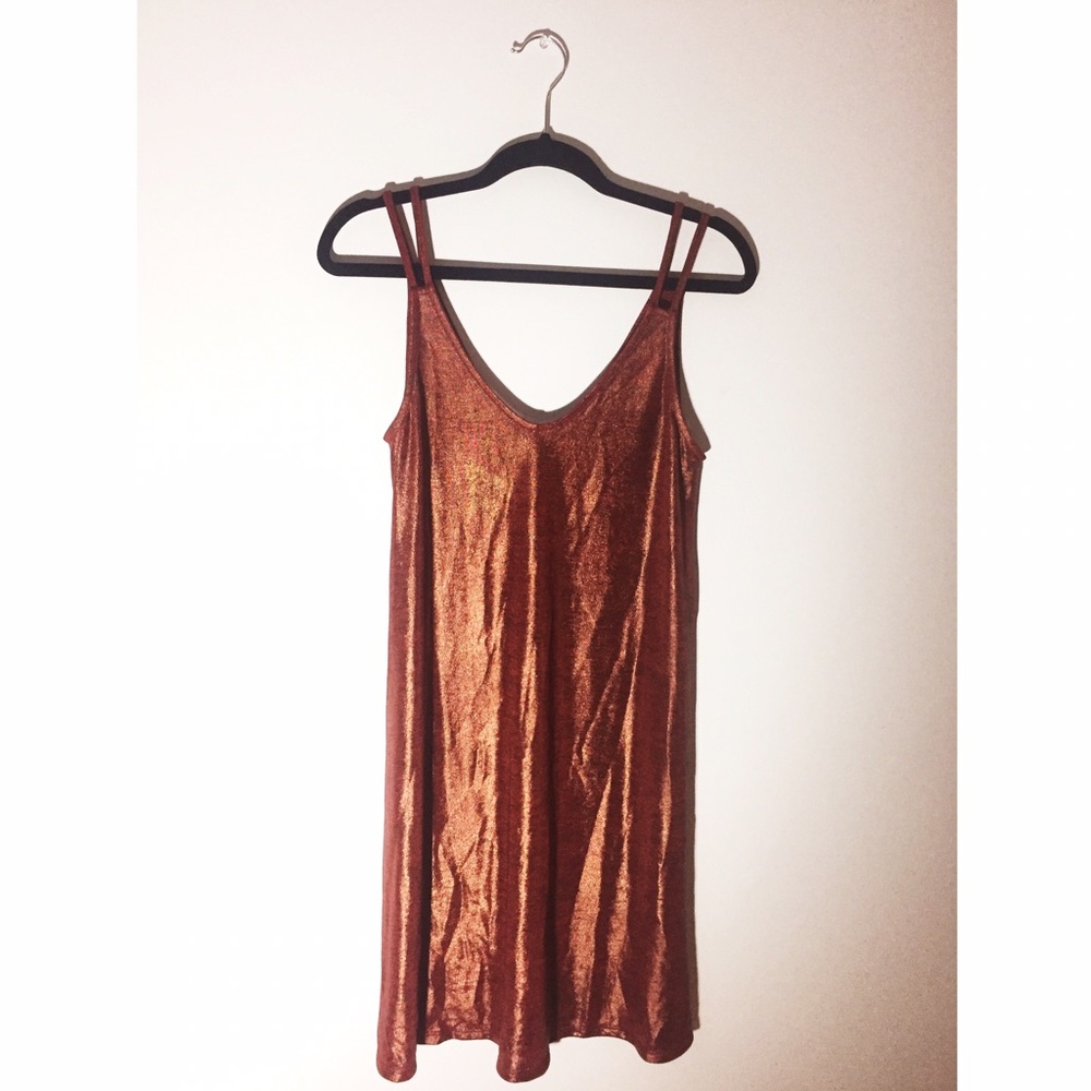Metallic Double Strap Swing Dress