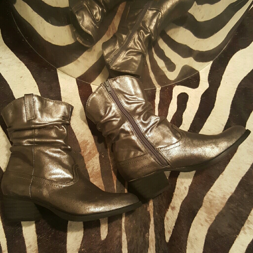 Bronze metallic cowboy booties