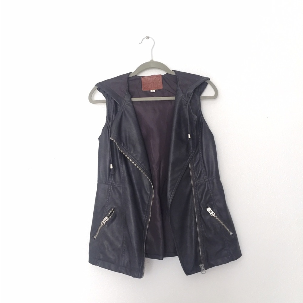 Vegan leather, charcoal grey vest