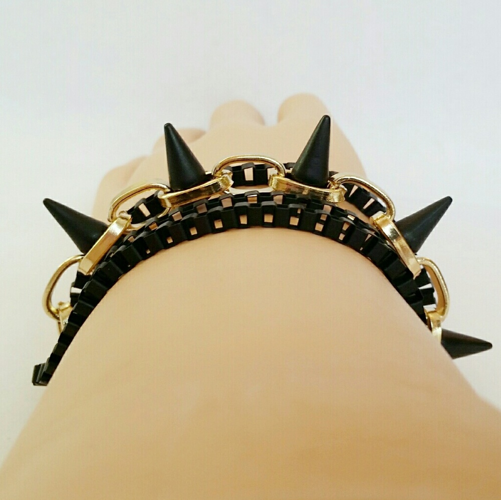 Black and Gold Spiked Bracelet