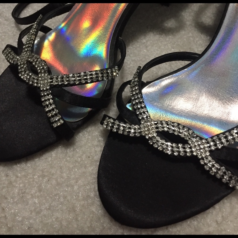 Black - silver beading - elegant high heels