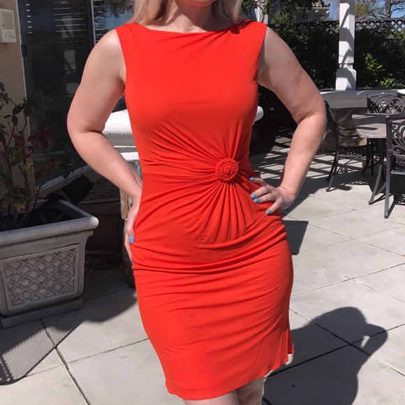 Tailer Made sleeveless Orange Dress Size small M - Picture 4 of 9