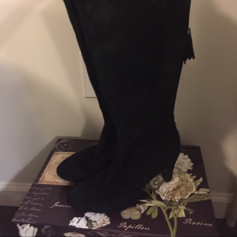 Black suede Over the Knee Boots
