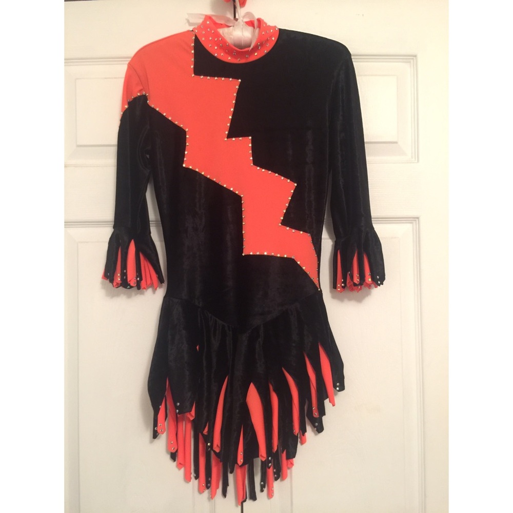 Orange and Black Figure Skating Dress