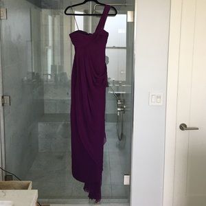 Marchesa one shoulder purple chiffon gown